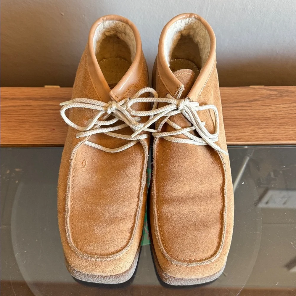 Vintage 70s Desert Chukka Suede Sherpa Lines Boots - Picture 3 of 10